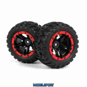 Blackzon 540194 Slyder MT Wheels/Tires Assembled (Black/Red)