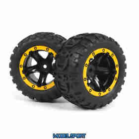 Blackzon 540260 Slyder MT Wheels/Tires Assembled (Black/Yellow)