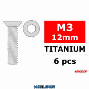 Team Corally - Titanium Screws M3 x 12 mm Hex Flat Head - 6 pcs