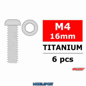 Team Corally - Titanium Screws M4 x 16mm - Hex Button Head - 6 pcs