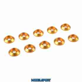 Team Corally - Aluminium Washer - for M3 Button Head Screws - OD=10mm - Gold - 10 pcs