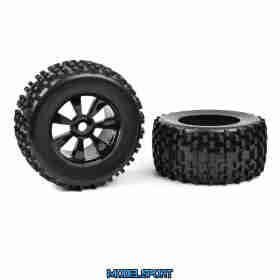 Team Corally - 1-8 MT Tires - Gripper - Glued on Spoke Rims - Black - 1 Pair