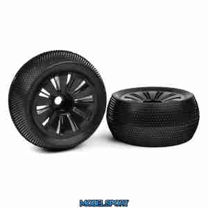 Team Corally - 1-8 TR Tires - Glued on Black Rims - 1 pair