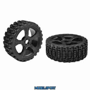 Team Corally - 1-8 Buggy Tires - Xprit - Low Profile - Glued on Black Rims - 1 Pair