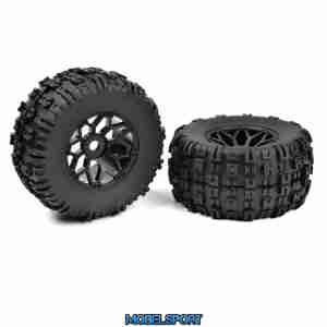 Team Corally - 1-8 MT Tires - Mud Claws - Glued on BBS Rims - Black - 1 Pair
