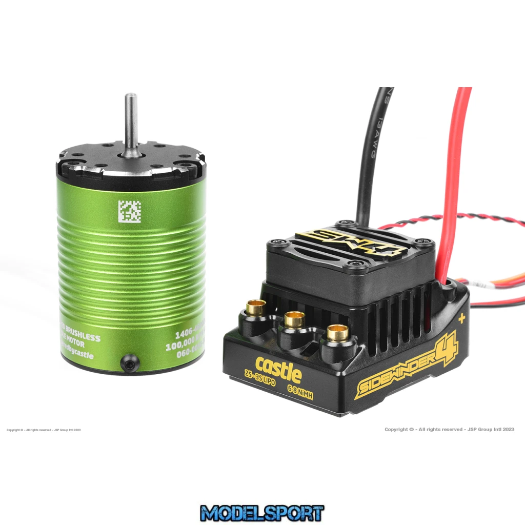 Castle Creations - SIDEWINDER SW-4 - Sensorless Car ESC - 2-3S - w/ 1410-3800KV Sensored Motor - SCT Edition 2-3S