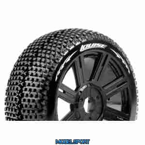 Louise RC - B-TURBO - 1-8 Buggy Tire Set - Mounted - Super Soft - Black Spoke Wheels - Hex 17mm - L-T3104VB