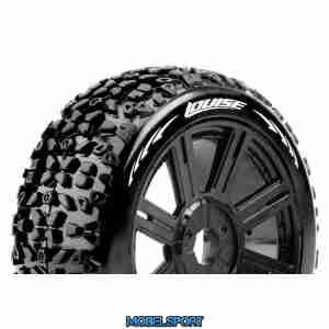 Louise RC - B-MAZINGER - 1-8 Buggy Tire Set - Mounted - Soft - Black Spoke Wheels - Hex 17mm - L-T3108SB