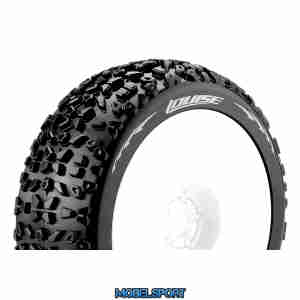 Louise RC - B-MAZINGER - 1-8 Buggy Tire Set - Mounted - Soft - White Wheels - Hex 17mm - L-T3108SW