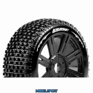 Louise RC - B-PIRATE - 1-8 Buggy Tire Set - Mounted - Soft - Black Spoke Wheels - Hex 17mm - L-T3126SB