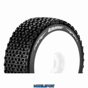 Louise RC - B-PIRATE - 1-8 Buggy Tire Set - Mounted - Soft - White Wheels - Hex 17mm - L-T3126SW