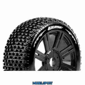 Louise RC - B-PIRATE - 1-8 Buggy Tire Set - Mounted - Super Soft - Black Spoke Wheels - Hex 17mm - L-T3126VB
