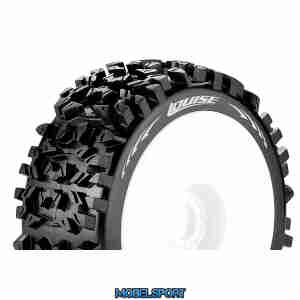 Louise RC - B-PIONEER - 1-8 Buggy Tire Set - Mounted - Soft - White Wheels - Hex 17mm - L-T3130SW