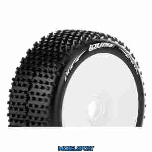 Louise RC - B-HORNET - 1-8 Buggy Tire Set - Mounted - Soft - White Wheels - Hex 17mm - L-T3150SW