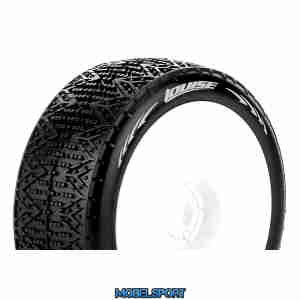 Louise RC - B-PHANTOM - 1-8 Buggy Tire Set - Mounted - Super Soft - White Wheels - Hex 17mm - L-T3152VW