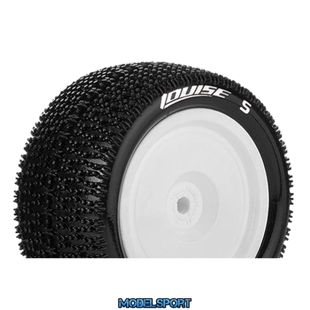 Louise RC - E-MAGLEV - 1-10 Buggy Tire Set - Mounted - Soft - White Wheels - Hex 12mm - 4WD - Rear - L-T3176SWKR
