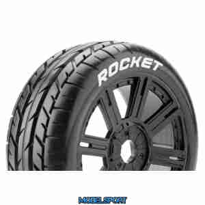 Louise RC - B-ROCKET - 1-8 Buggy Tire Set - Mounted - Soft - Black Spoke Wheels - Hex 17mm - L-T3190SB