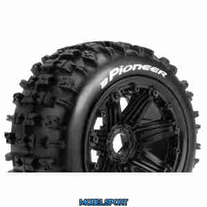 Louise RC - B-PIONEER - 1-5 Buggy Tire Set - Mounted - Sport - Black Bead-Lock Wheels - Hex 24mm - Rear - L-T3243B