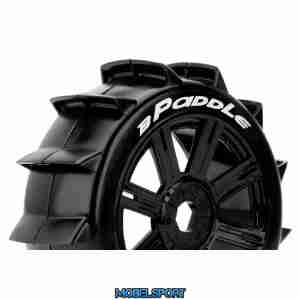Louise RC - B-PADDLE - 1-8 Buggy Tire Set - Mounted - Soft - Black Spoke Wheels - Hex 17mm - L-T3249SB