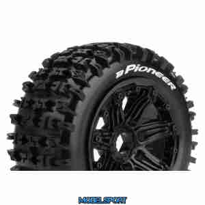 Louise RC - B-PIONEER - 1-5 Buggy Tire Set - Mounted - Sport - Black Bead-Lock Wheels - Hex 24mm - Front - L-T3267B