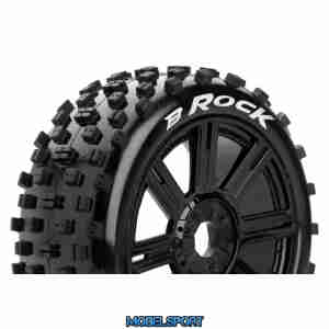 Louise RC - B-ROCK - 1-8 Buggy Tire Set - Mounted - Soft - Black Spoke Wheels - Hex 17mm - L-T3270SB