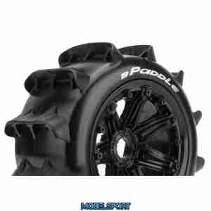 Louise RC - B-PADDLE - 1-5 Buggy Tire Set - Mounted - Sport - Black Bead-Lock Wheels - Hex 24mm - Rear - L-T3280B