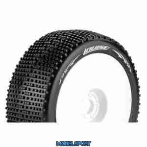 Louise RC - B-GROOVE - 1-8 Buggy Tire Set - Mounted - Soft - White Wheels - Hex 17mm - L-T370SW