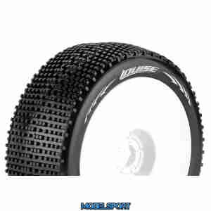 Louise RC - B-GROOVE - 1-8 Buggy Tire Set - Mounted - Super Soft - White Wheels - Hex 17mm - L-T370VW