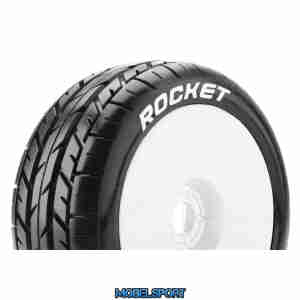 Louise RC - B-ROCKET - 1-8 Buggy Tire Set - Mounted - Soft - White Wheels - Hex 17mm - L-T3190SW