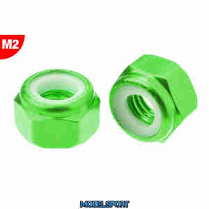 Team Corally - Aluminium Nylstop Nut - M2 - Green - 10 pcs