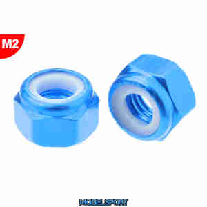 Team Corally - Aluminium Nylstop Nut - M2 - Blue - 10 pcs
