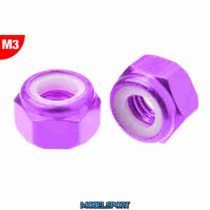 Team Corally - Aluminium Nylstop Nut - M3 - Purple - 10 pcs