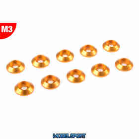 Team Corally - Aluminium Washer - for M3 Button Head Screws - OD=10mm - Gold - 10 pcs
