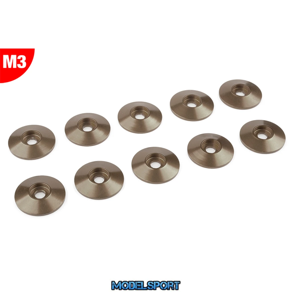 Team Corally - Aluminium Washer - for M3 Button Head Screws - OD=15mm - Gun Metal - 10 pcs