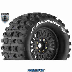 Louise RC - MFT - MT-PIONEER - 1-8 Monster Truck Tire Set - Mounted - Sport - Black Wheels - Removable 0" & 1/2" OFFSET HEX 17mm - L-T3321X