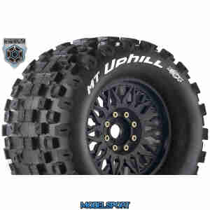 Louise RC - MFT - MT-UPHILL - 1-8 Monster Truck Tire Set - Mounted - Sport - Black Wheels - Removable 0" & 1/2" OFFSET HEX 17mm - L-T3322X