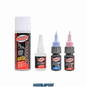 Team Corally - Glue Set - Tire Glue 20g - Activator 200ml - Lock-it Soft - Lock-it Medium