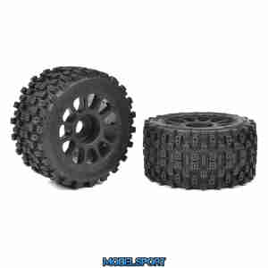 Team Corally - 1-8 Buggy Tires - Scorpion XTB - Rear Wide - Glued on Black Rims - Off-Set 2WD - 1 Pair