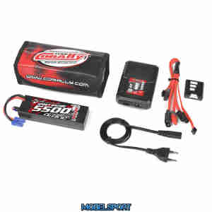 Team Corally - Energy Pack - Lipo 60C - 5500Mah - 2S - EC-5 - Hard Case + Racer 50 - 2-4S AC Charger + Lipo Safety Bag + Charge-Balance Lead