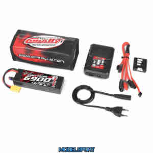 Team Corally - Energy Pack - Lipo 60C - 6900Mah - 2S - XT-90 - Hard Case + Racer 50 - 2-4S AC Charger + Lipo Safety Bag + Charge-Balance Lead