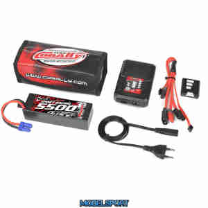 Team Corally - Energy Pack - Lipo 60C - 5500Mah - 3S - EC-5 - Hard Case + Racer 50 - 2-4S AC Charger + Lipo Safety Bag + Charge-Balance Lead