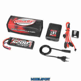 Team Corally - Energy Pack - Lipo 60C - 5200MAH - 2S - T-Plug - Semi-Soft Case + Racer 50 - 2-4S AC Charger + Lipo Safety Bag + Charge-Balance Lead