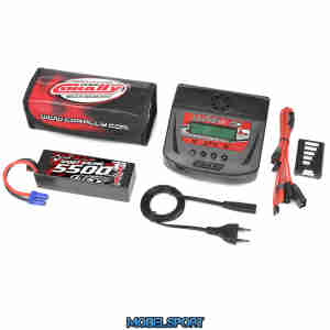 Team Corally - Energy Pack - Lipo 60C - 5500Mah - 3S - EC-5 - Hard Case + Ultra-X 80 - 1-6S AC/DC Charger + Lipo Safety Bag + Charge-Balance Lead