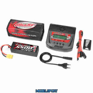 Team Corally - Energy Pack - Lipo 60C - 5500Mah - 3S - XT-90 - Hard Case + Ultra-X 80 - 1-6S AC/DC Charger + Lipo Safety Bag + Charge-Balance Lead