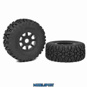 Team Corally - 1-8 SC Tires - Mudclaws - Glued on Black SC Rims - 1 Pair