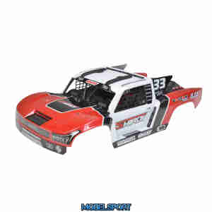 Team Corally - Polycarbonate Body Shiroi+ Driver Interior + Roll Cage + Body Accessories - Decals - Red - Cut - 1 Pc