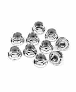 HPI 103729 Serrated Flange Lock Nut M4 (Silver/10Pcs)